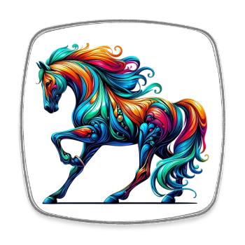 Horse - Square fridge magnet - white - Front