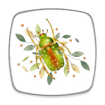 Stephanorrhina guttata insecte vert à feuilles - Magnet carré - blanc - Devant