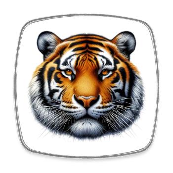 Tiger - Square fridge magnet - white - Front