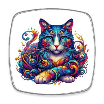 Cat - Square fridge magnet - white - Front
