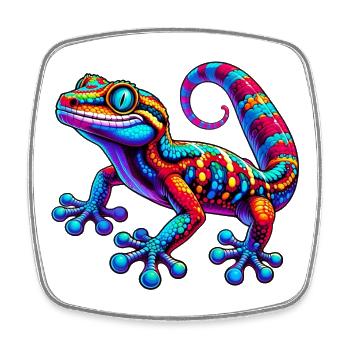 Gecko - Viereckiger Kühlschrankmagnet - Weiß - Vorne