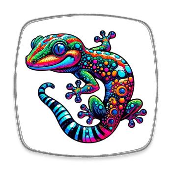 Gecko - Viereckiger Kühlschrankmagnet - Weiß - Vorne