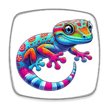 Gecko - Viereckiger Kühlschrankmagnet - Weiß - Vorne