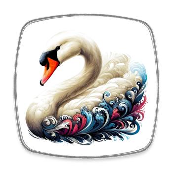 Cygne - Magnet carré - blanc - Devant