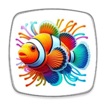 Clownfish - Square fridge magnet - white - Front