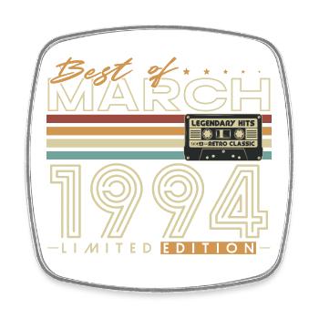 Mars 1994 Vintage cadeau d’anniversaire rétro - Magnet carré - blanc - Devant