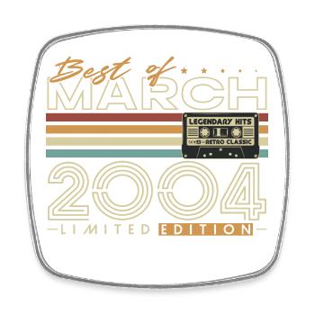 March 2004 Vintage Birthday Gift Retro - Square fridge magnet - white - Front