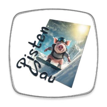 Pistensau - Square fridge magnet - white - Front