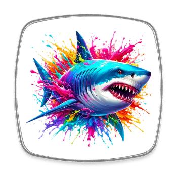 Requin - Magnet carré - blanc - Devant
