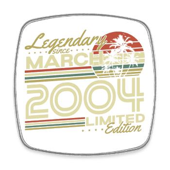March 2004 Vintage Born Birthday Gift - Square fridge magnet - white - Front