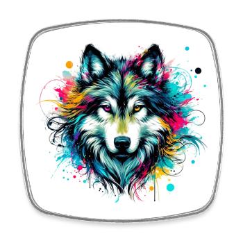 Loup - Magnet carré - blanc - Devant