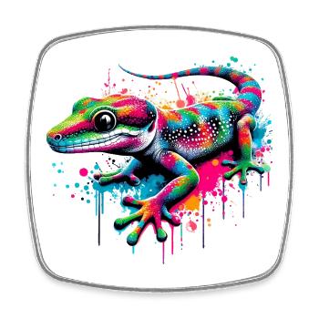 Gecko - Viereckiger Kühlschrankmagnet - Weiß - Vorne