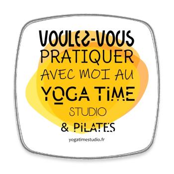 Yoga Time Studio & Pilates - Magnet carré - blanc - Devant