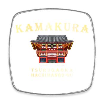 Japan, Kamakura City, Shinto Shrine Drawing - Square fridge magnet - white - Front