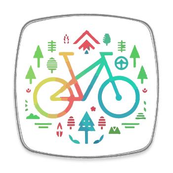 Minimalist Bicycle and Nature Outline - Square fridge magnet - white - Front