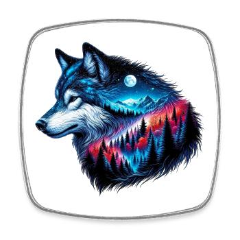Loup - Magnet carré - blanc - Devant