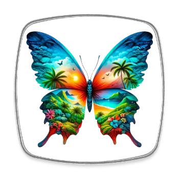 Schmetterling - Viereckiger Kühlschrankmagnet - Weiß - Vorne
