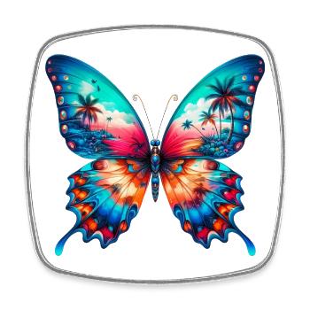 Papillon - Magnet carré - blanc - Devant