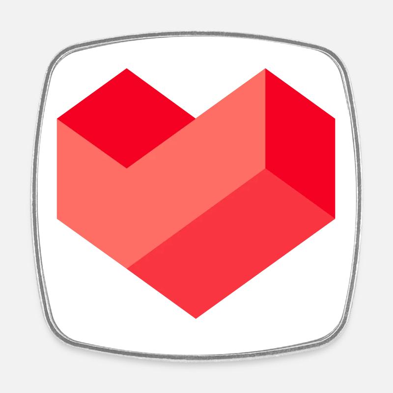 Pixel Herz - Viereckiger Kühlschrankmagnet - Weiß