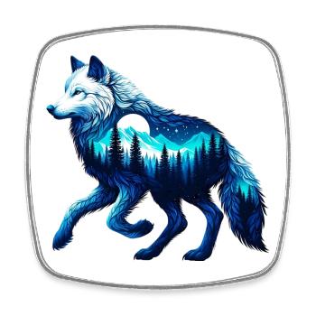 Loup - Magnet carré - blanc - Devant