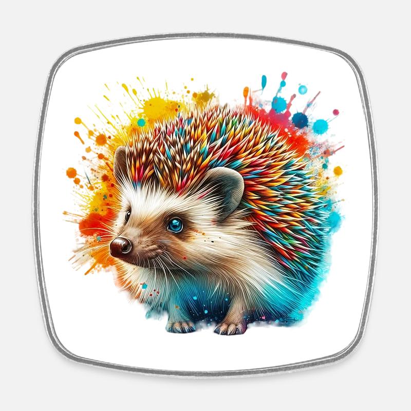 Igel - Viereckiger Kühlschrankmagnet - Weiß