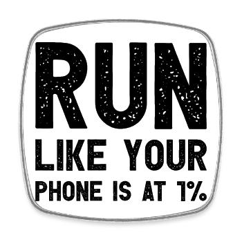 Run Like Your Phone Is At 1% Witziges Läufer - Viereckiger Kühlschrankmagnet - Weiß - Vorne