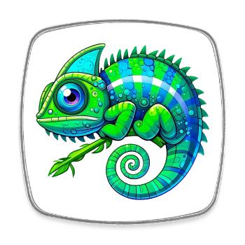 Chameleon - Square fridge magnet - white - Front