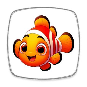 Poisson-clown - Magnet carré - blanc - Devant