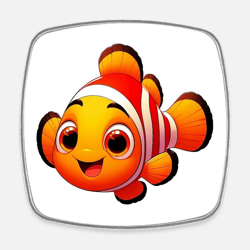 Clownfisch - Viereckiger Kühlschrankmagnet - Weiß
