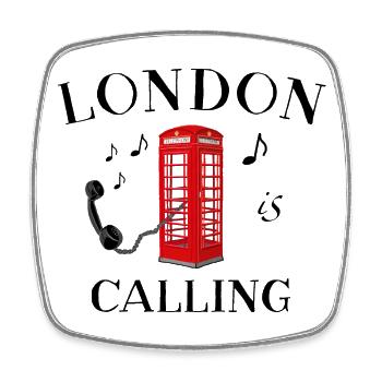 Londres appelle, Angleterre, cabine téléphonique rouge - Magnet carré - blanc - Devant