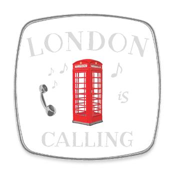 London is calling, England, rote Telefonzelle - Viereckiger Kühlschrankmagnet - Weiß - Vorne