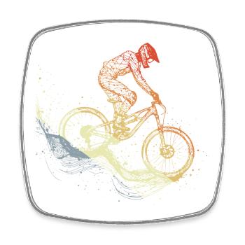 Mountain Biking Sketch Retro - Square fridge magnet - white - Front