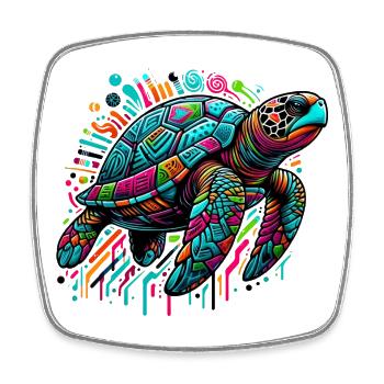 Turtle - Square fridge magnet - white - Front