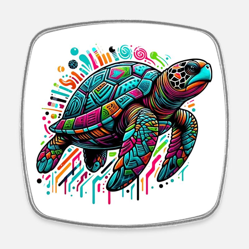 Schildkröte - Viereckiger Kühlschrankmagnet - Weiß
