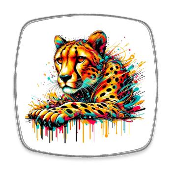 Guépard - Magnet carré - blanc - Devant