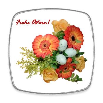 Fröhliche Ostern Blumenmix - Viereckiger Kühlschrankmagnet - Weiß - Vorne