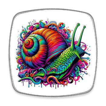 Schnecke - Viereckiger Kühlschrankmagnet - Weiß - Vorne