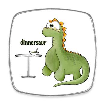Dinosaurier Wortspielerei - Viereckiger Kühlschrankmagnet - Weiß - Vorne
