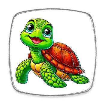 Tortue - Magnet carré - blanc - Devant