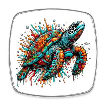 Tortue - Magnet carré - blanc - Devant