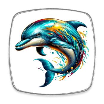 Delfin - Viereckiger Kühlschrankmagnet - Weiß - Vorne