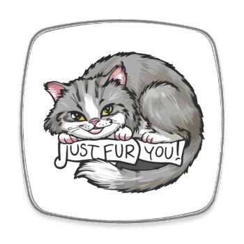 Cat_Just fur you - Square fridge magnet - white - Front