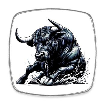Stier - Viereckiger Kühlschrankmagnet - Weiß - Vorne