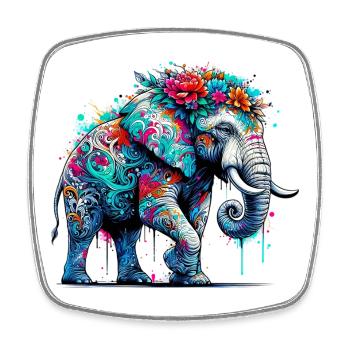 Elefant - Viereckiger Kühlschrankmagnet - Weiß - Vorne