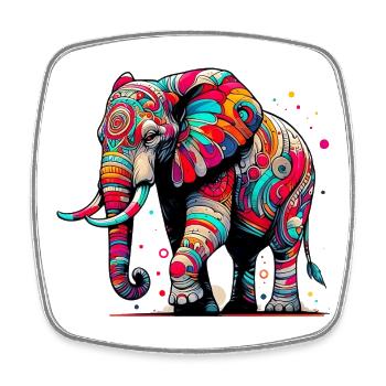 Éléphant - Magnet carré - blanc - Devant