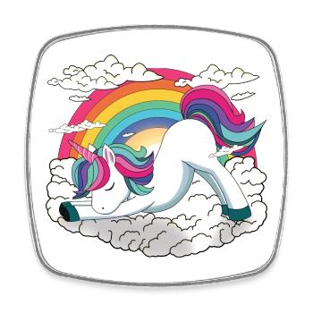 Yogicorn Unicorn im Yoga Flow - Einhorn Meditation - Viereckiger Kühlschrankmagnet - Weiß - Vorne