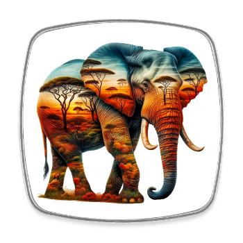 Elefant - Viereckiger Kühlschrankmagnet - Weiß - Vorne