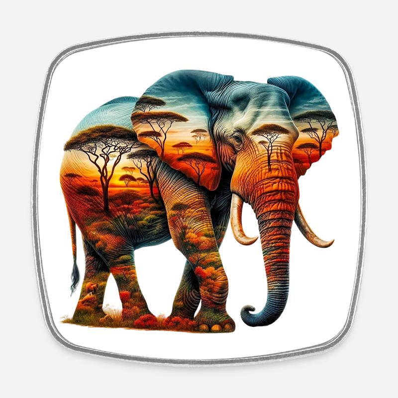 Elefant - Viereckiger Kühlschrankmagnet - Weiß