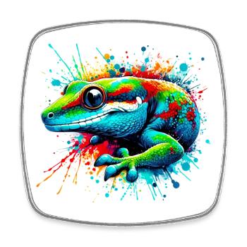 Gecko - Viereckiger Kühlschrankmagnet - Weiß - Vorne