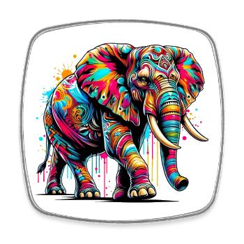 Elefant - Viereckiger Kühlschrankmagnet - Weiß - Vorne